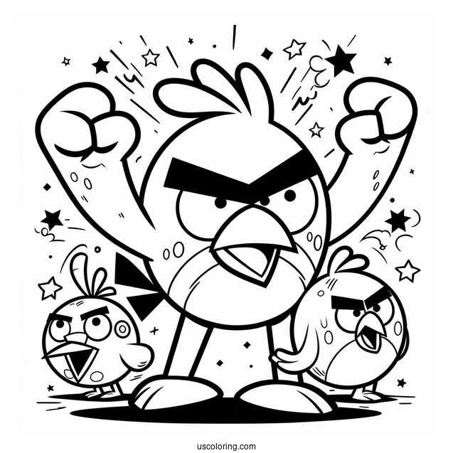 Red, Chuck, And Bomb Coloring Page