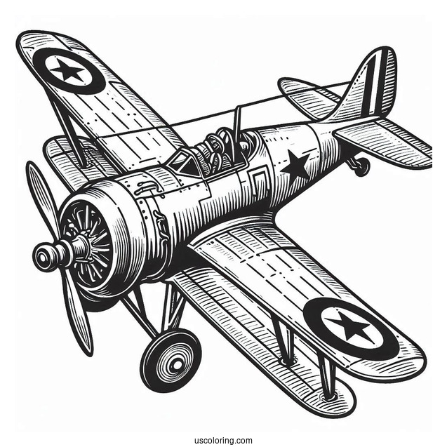 WWI Fighter Plane Coloring Page