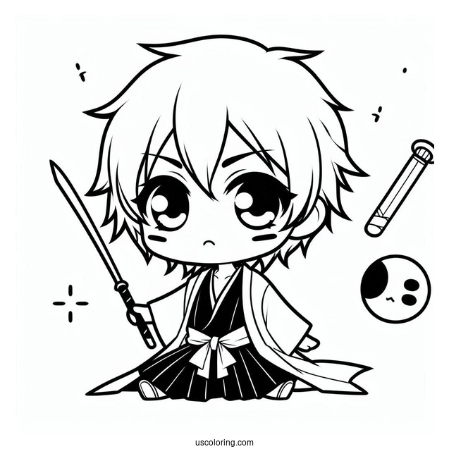 Chibi Ichigo From Bleach Coloring In For Preschoolers