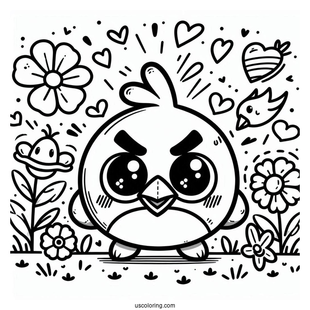 Kawaii Angry Birds Coloring In For Kids