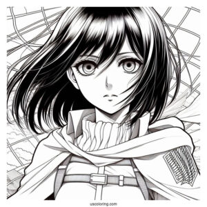 Mikasa Ackerman From Attack On Titan Coloring Sheet