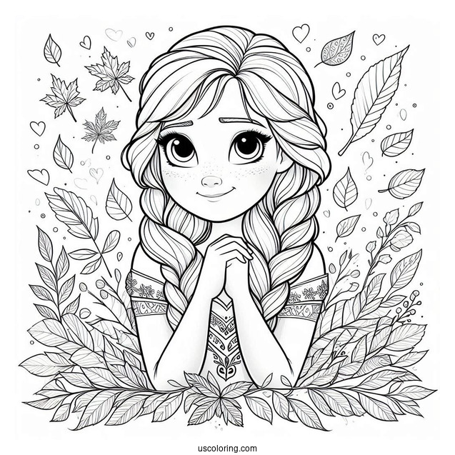 Frozen Anna Surrounded By Fall Leaves