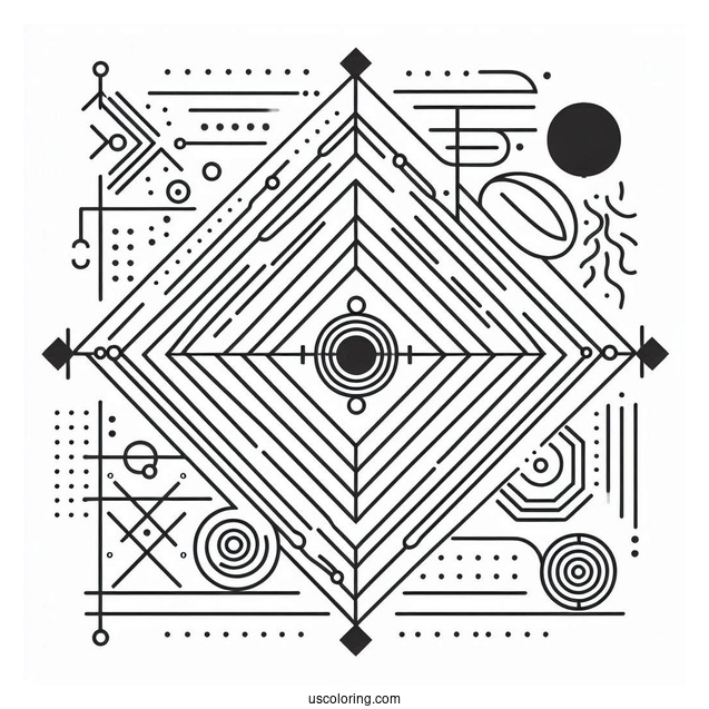 Easy Geometric Abstract Coloring Page For Kids