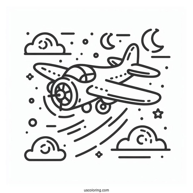 Easy Outline Of Plane To Color For Preschoolers