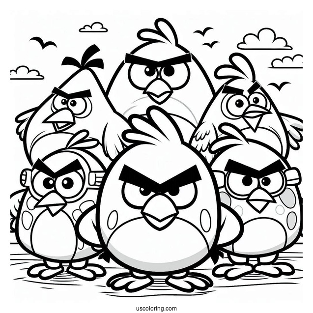 Angry Birds Gang Coloring Page