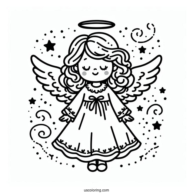 Coloring Page Of An Angel For Preschoolers