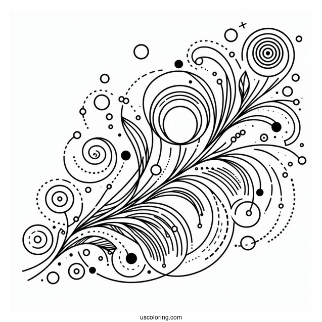 Diagonal Lines With Circles Abstract Coloring Page Art