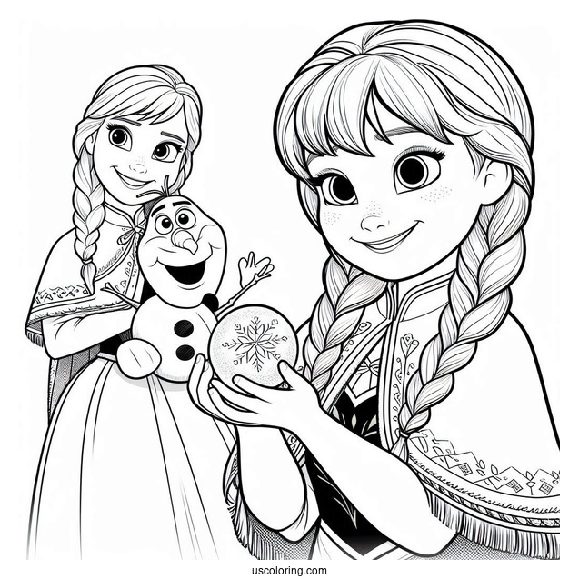 Smiling Anna Holding Snowball With Olaf