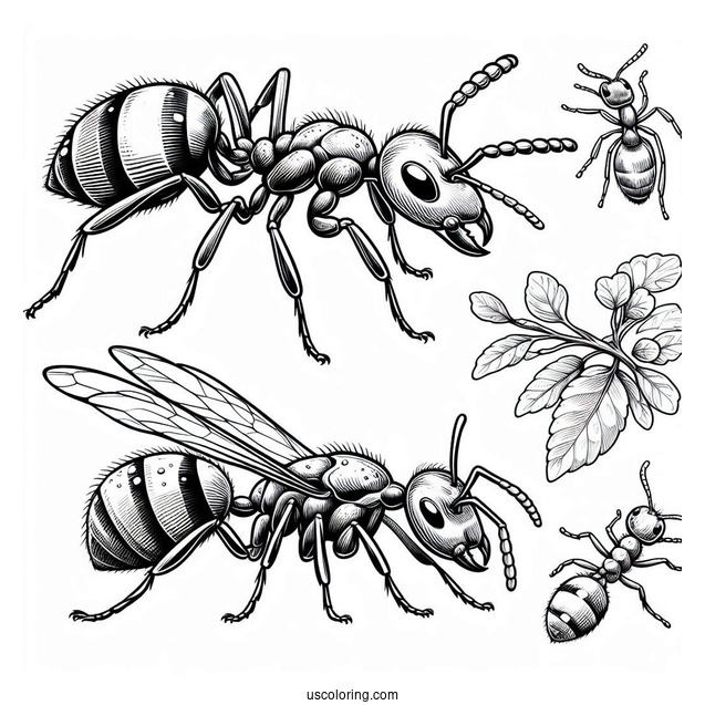 Realistic Fire Ant Coloring Page