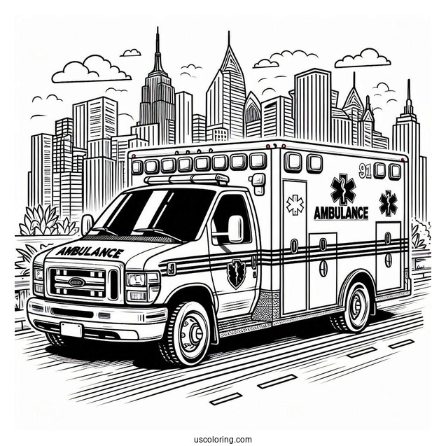 FDNY Ambulance Coloring Page On The Road