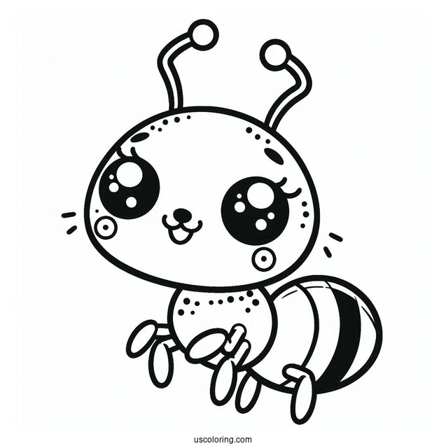 Kawaii Dot Ant Coloring Page From A Bug's Life For Kids