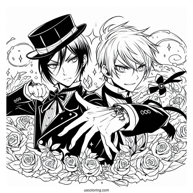Black Butler Anime Sebastian Fighting Coloring In
