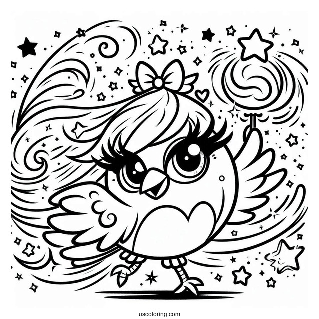 Cute Stella Angry Bird Coloring Page