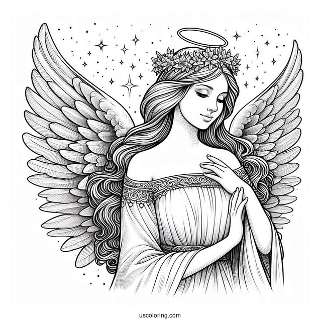 Realistic Looking Divine Angel To Color