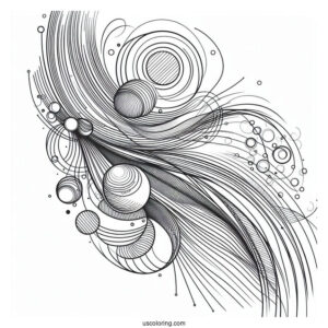 Diagonal Lines With Circles Abstract Coloring Page Art