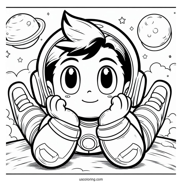 Astro Boy Outline Coloring In For Preschoolers