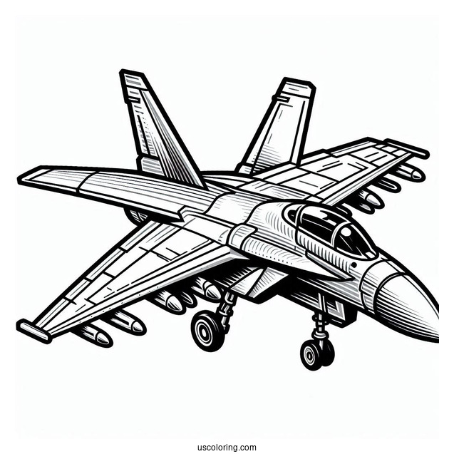 Fighter Jet Coloring Sheet For Kids