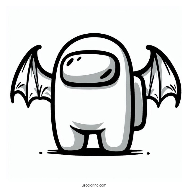 Coloring Page of Among Us With Bat Wings