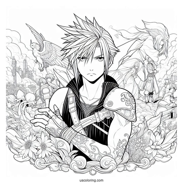Coloring Page Of Final Fantasy VII