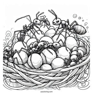 Detailed Ant Coloring Page Of Colony