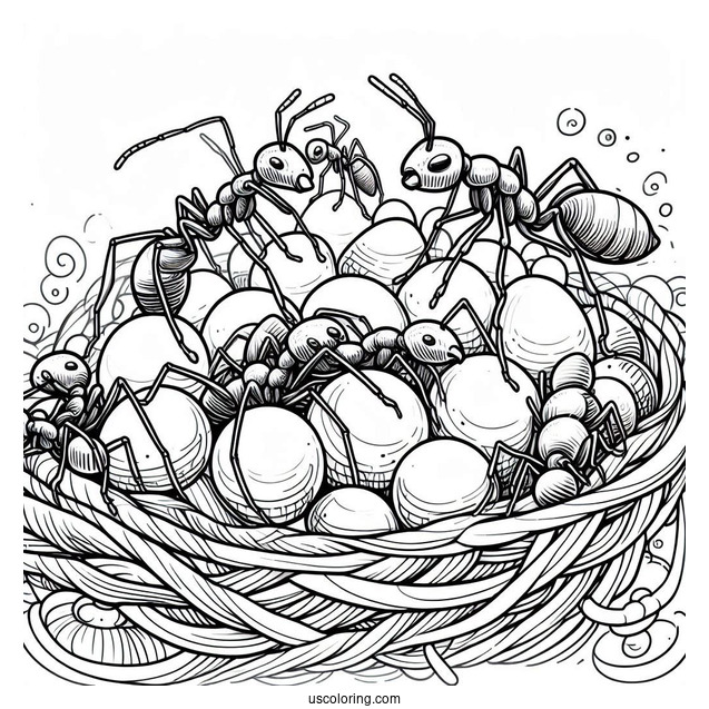 Detailed Ant Coloring Page Of Colony