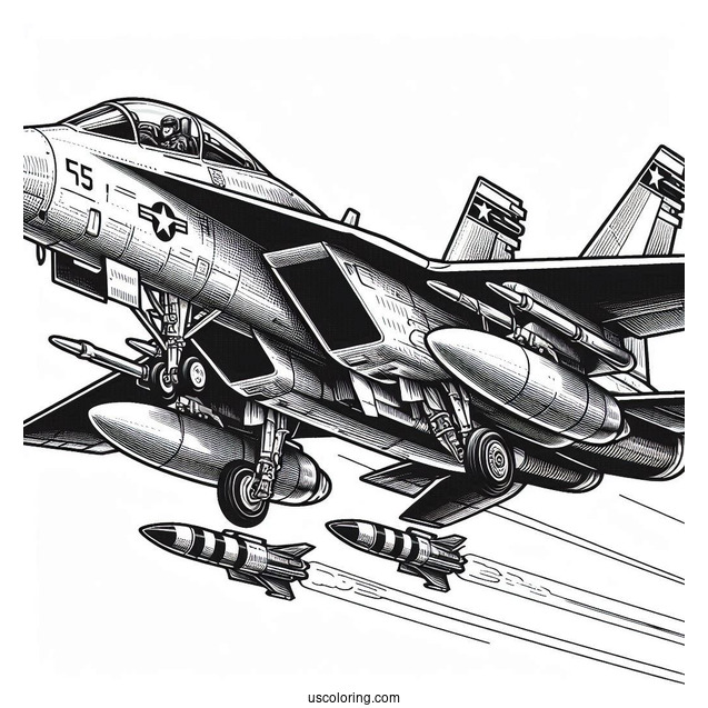 F18 US Army Jet Coloring Sheet