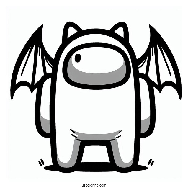 Coloring Page of Among Us With Bat Wings