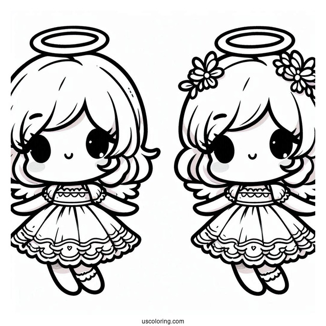 Cute Kawaii Angel To Color