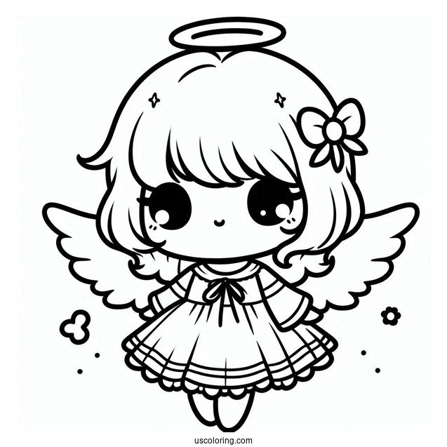 Cute Kawaii Angel To Color