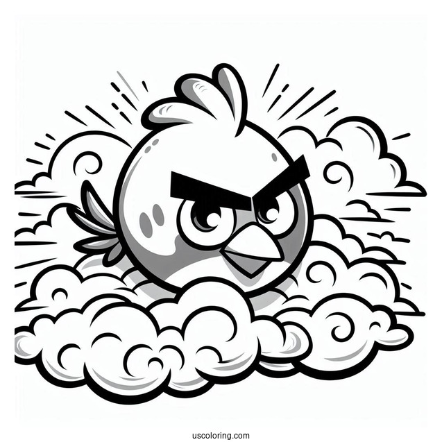Angry Birds Red In The Clouds Coloring Sheet