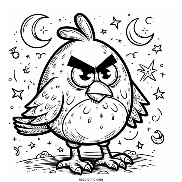 Coloring Page Of Red Angry Bird For Preschoolers