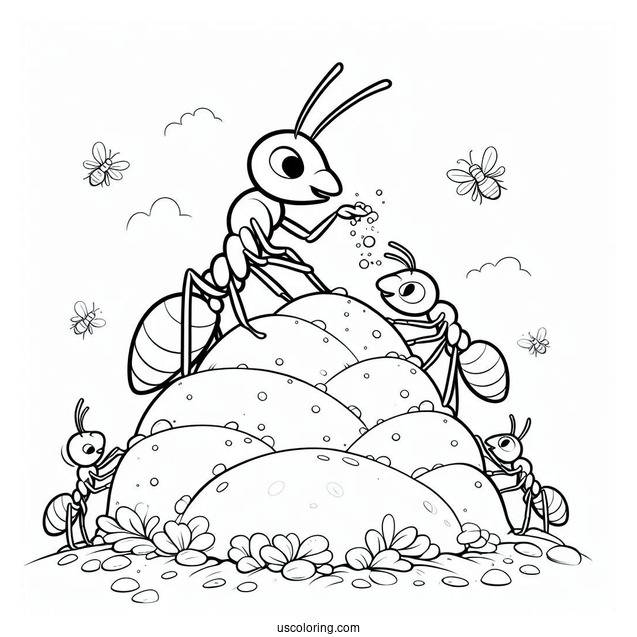 Ant Coloring Page Creating A Hill