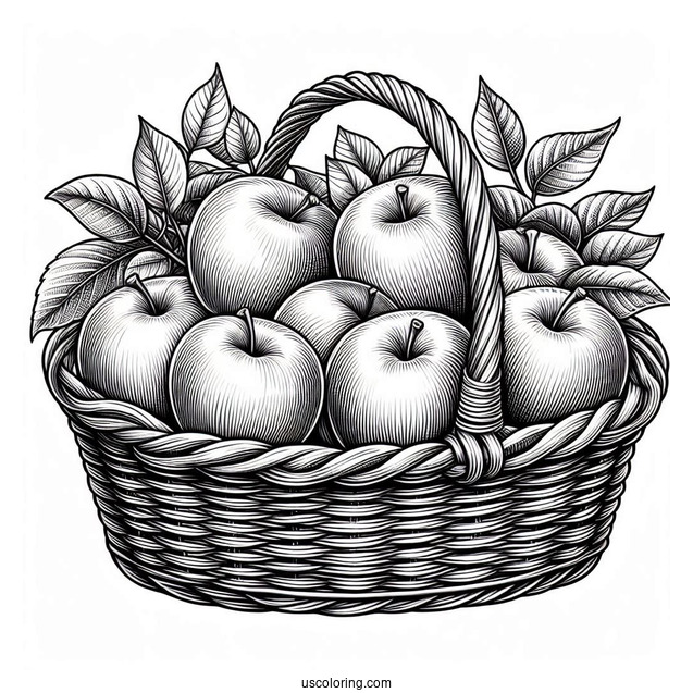 Basket Of Gala Apples To Color