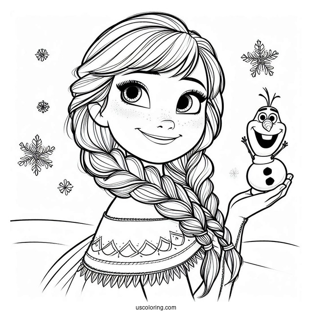 Smiling Anna Holding Snowball With Olaf