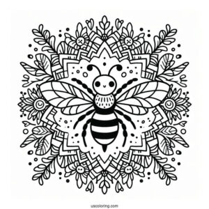 Beautiful Bee Animal Mandala Coloring Page
