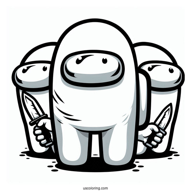 Among Us Imposter Holding Two Knives