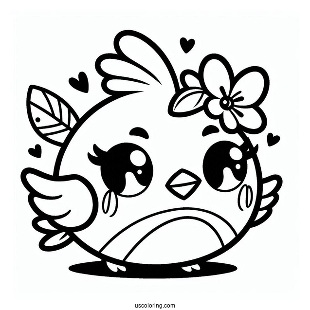 Kawaii Angry Birds Coloring In For Kids