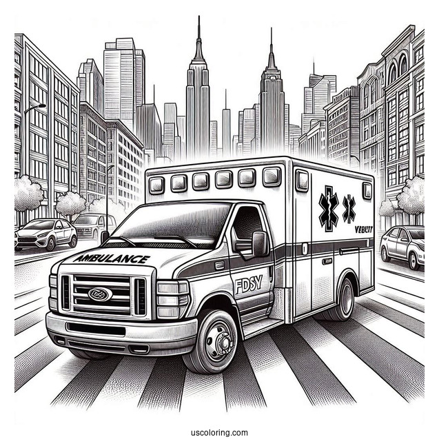 FDNY Ambulance Coloring Page On The Road