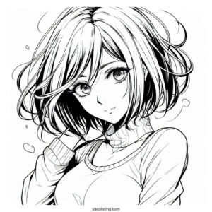 Mikasa Ackerman From Attack On Titan Coloring Sheet