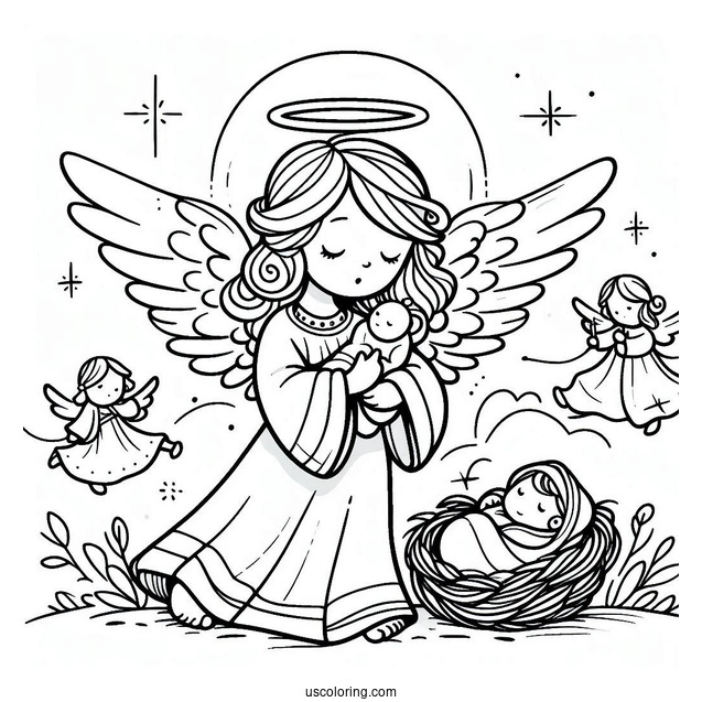 Nativity Angel Coloring Page