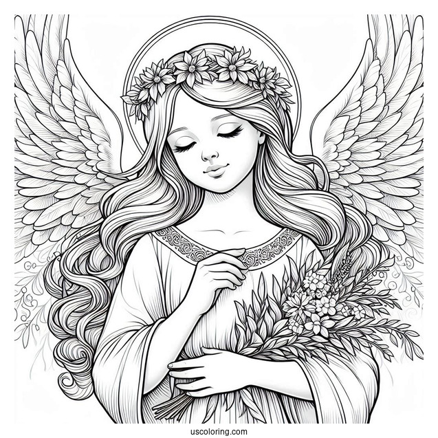 Realistic Looking Divine Angel To Color