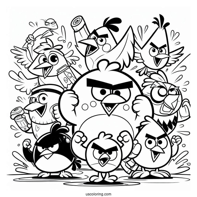 Angry Birds Gang Coloring Page