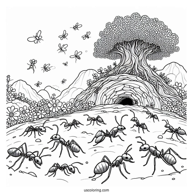 Underground Ant Coloring Page Of Colony
