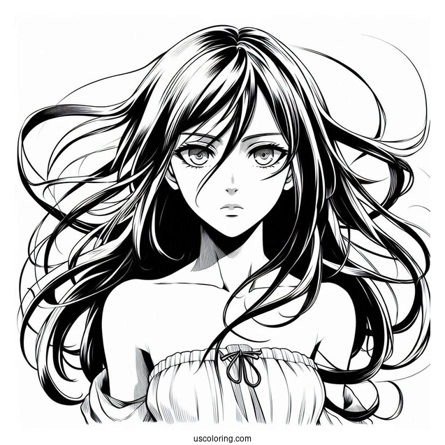 Mikasa Ackerman From Attack On Titan Coloring Sheet