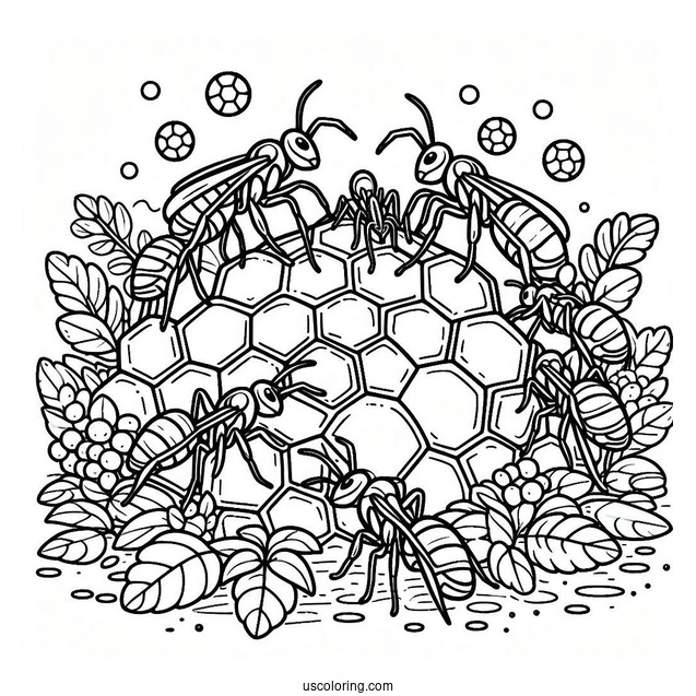 Detailed Ant Coloring Page Of Colony