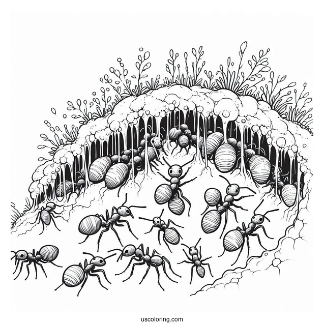Underground Ant Coloring Page Of Colony
