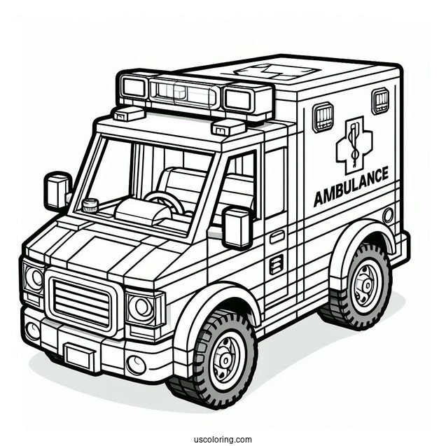 Detailed Lego Ambulance Coloring Page