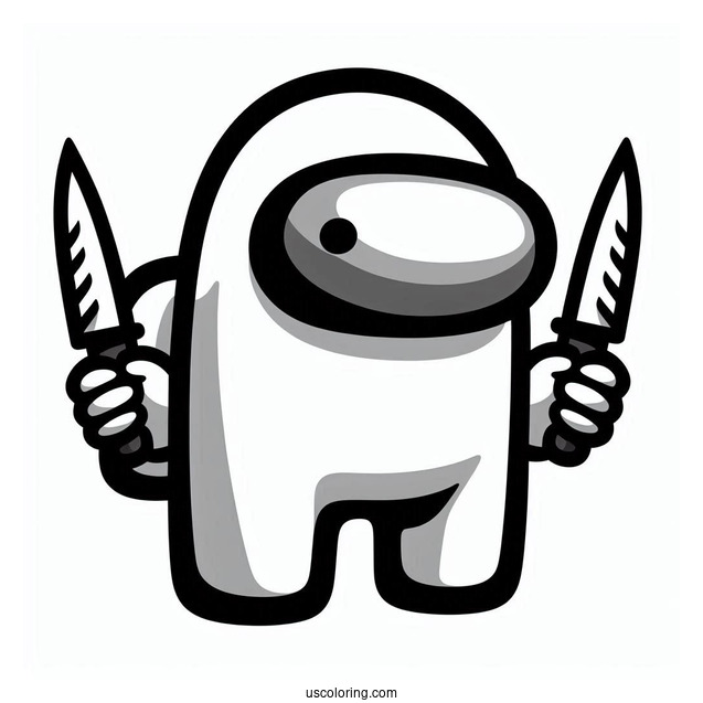 Among Us Imposter Holding Two Knives