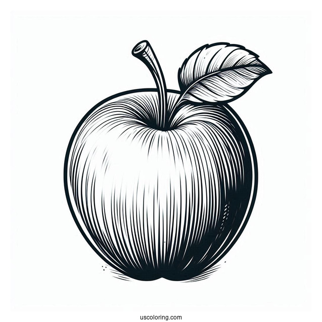 Sketch Of An Apple Coloring Page