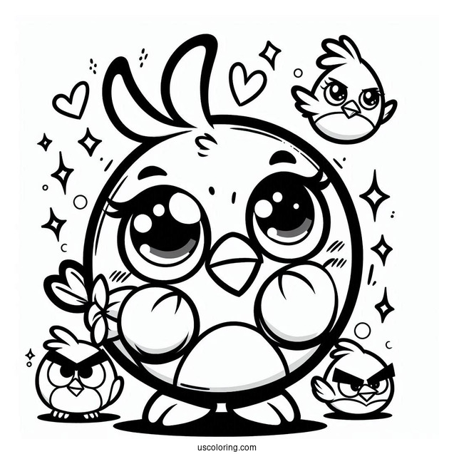 Coloring Page Of Kawaii Angry Birds Blues